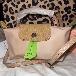 Longchamp Light Pink and Tan Mini Bag